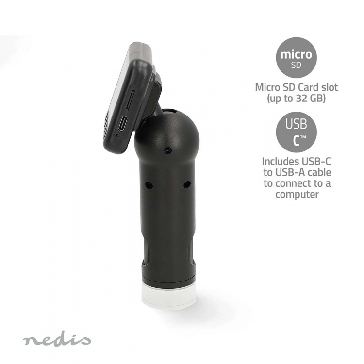 Nedis Microscoopcamera | 1080p@30fps | 48 MPixel | Zoom: 8 x | Vergroting: 500 x | Scherm grootte: 2  Nedis Microscoopcamera | 1080p@30fps | 48 MPixel | Zoom: 8 x | Vergroting: 500 x | Scherm grootte: 2