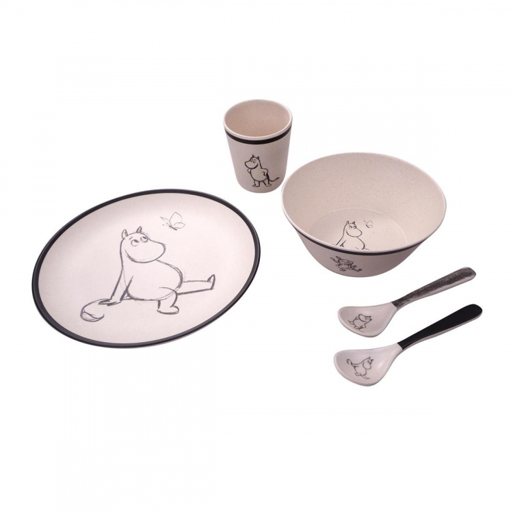 Barbo Toys Moomin 100% Melamine 5-delig pakket (bord, kom, beker, 2 lepels)