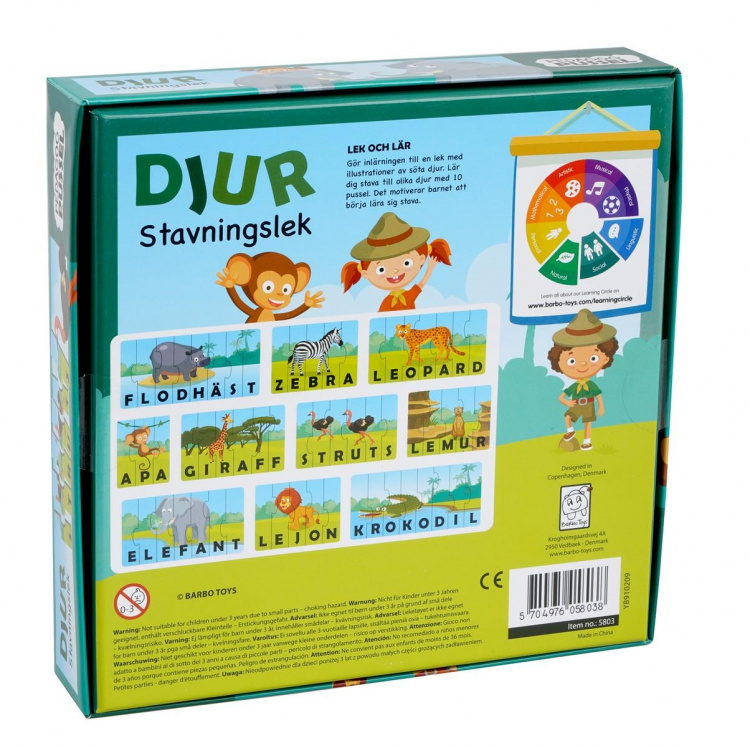 Barbo Toys Barbo Klassiek Pedagog Pussel Djur Stavningslek (SE)