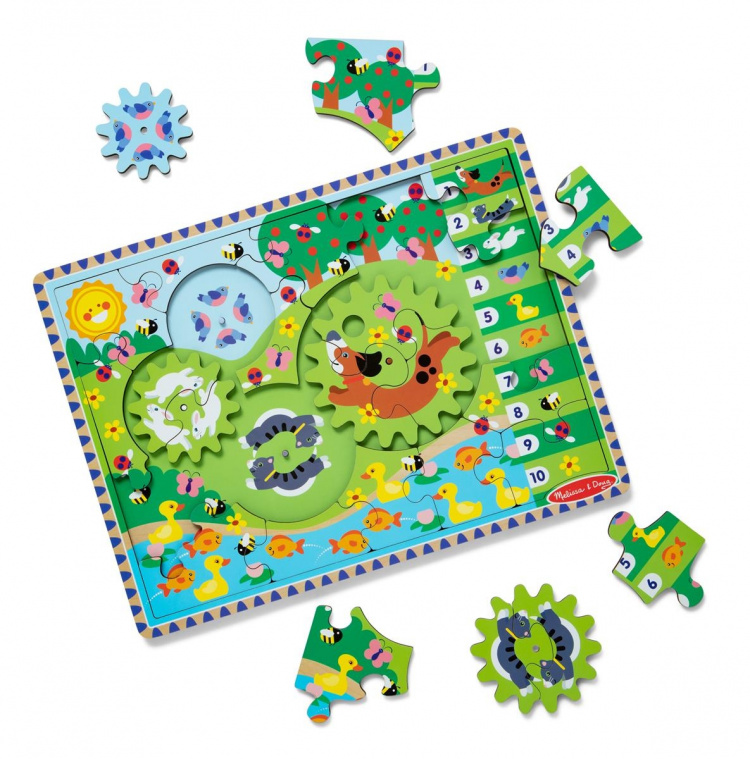 Melissa & Doug Houten Tandwiel Puzzel Animal Chase I-Spy