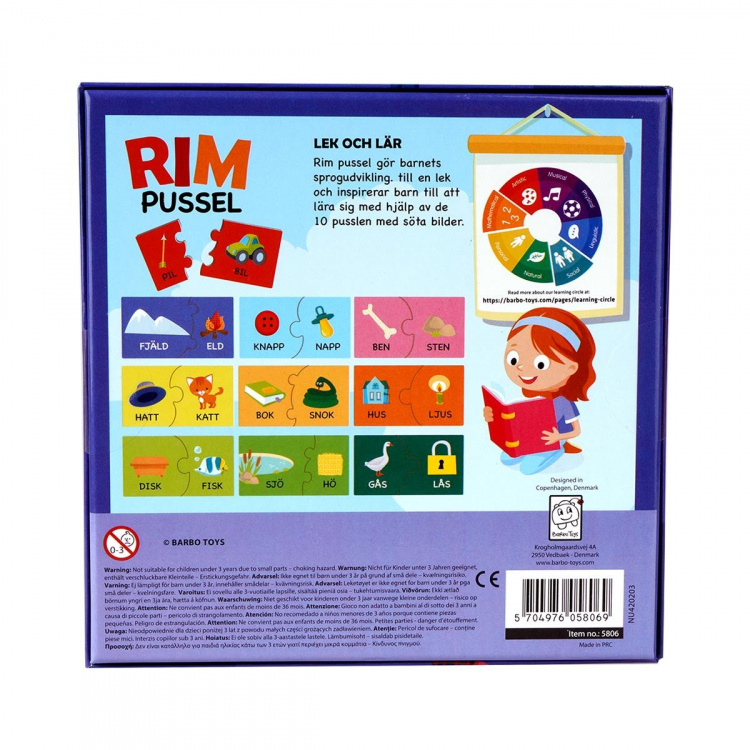 Barbo Toys Barbo Klassieke Pedagogische Spelrijmpuzzel (SE)