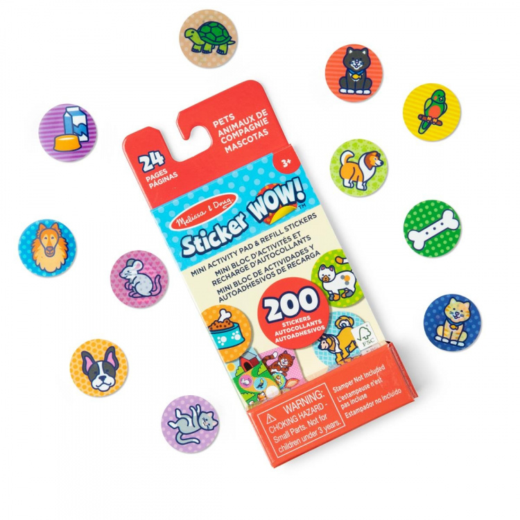 Melissa & Doug Sticker WOW! Mini Activiteiten Pad & Navulling Stickers : Huisdieren