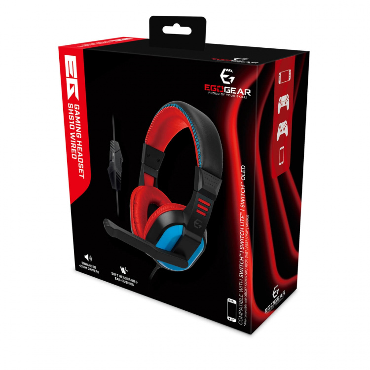 EgoGear Headset SHS10 Röd/Blå Trådat 3.5mm för NSW