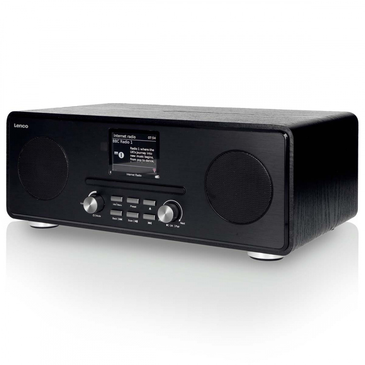 Lenco Internet / DAB+ / FM-radio met CD-speler en Bluetooth® Zwart