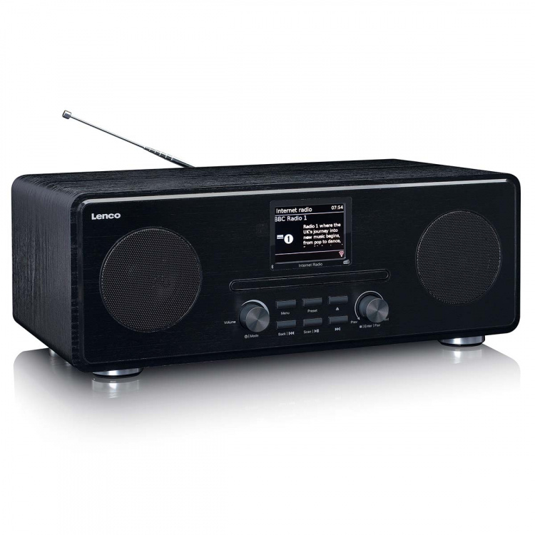 Lenco Internet / DAB+ / FM-radio met CD-speler en Bluetooth® Zwart