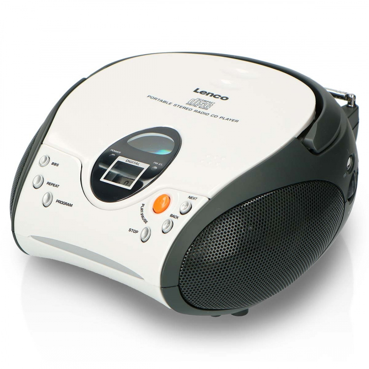 Lenco Draagbare stereo FM-radio met CD Wit