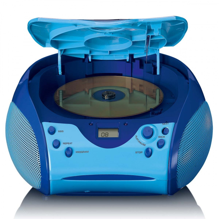 Lenco Boombox met CD-speler FM-radio en stickers Blauw Lenco Boombox met CD-speler FM-radio en stickers Blauw