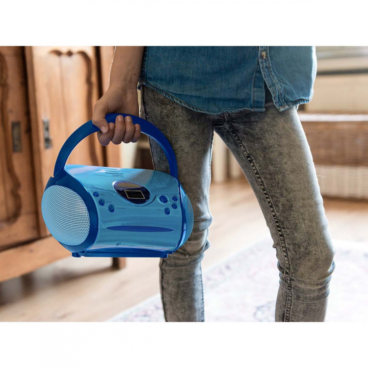 Lenco Boombox met CD-speler FM-radio en stickers Blauw Lenco Boombox met CD-speler FM-radio en stickers Blauw