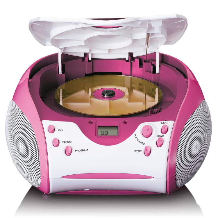 Lenco Boombox met CD-speler FM-radio en stickers Roze