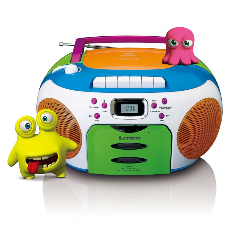 Lenco Draagbare radio met CD en cassette Kids Multi Colour Lenco Draagbare radio met CD en cassette Kids Multi Colour