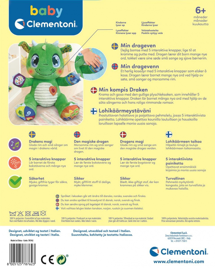 Clementoni Interactieve pluche babydraak (SE/FI/DK/NO)