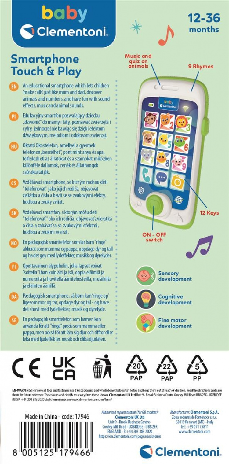 Clementoni Smartphone aanraken en spelen