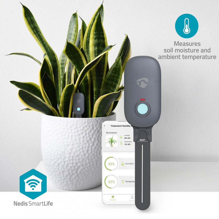 Nedis SmartLife Bodemvochtmeter | Bluetooth® | Batterij Gevoed | IP55 | 0 - 100 % | Android™ / IOS Nedis SmartLife Bodemvochtmeter | Bluetooth® | Batterij Gevoed | IP55 | 0 - 100 % | Android™ / IOS