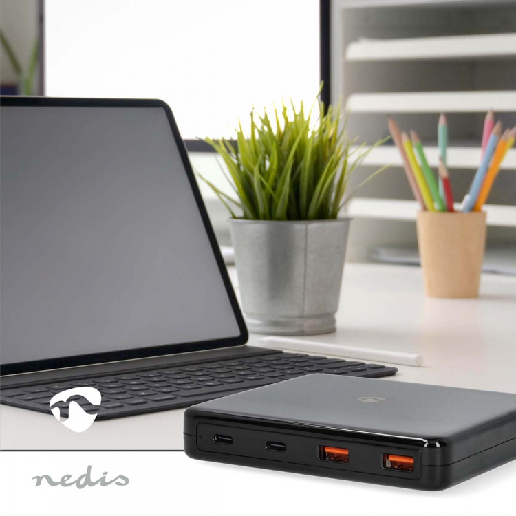 Nedis Bureaulader | 65 W | GaN | 1.5 / 2.0 / 2.5 / 3.0 / 3.25 A | Outputs: 4 | USB-A / USB-C™ | Euro | 1.50 m | Automatische Voltage Selectie Nedis Bureaulader | 65 W | GaN | 1.5 / 2.0 / 2.5 / 3.0 / 3.25 A | Outputs: 4 | USB-A / USB-C™ | Euro | 1.50 m | Automatische Voltage Selectie