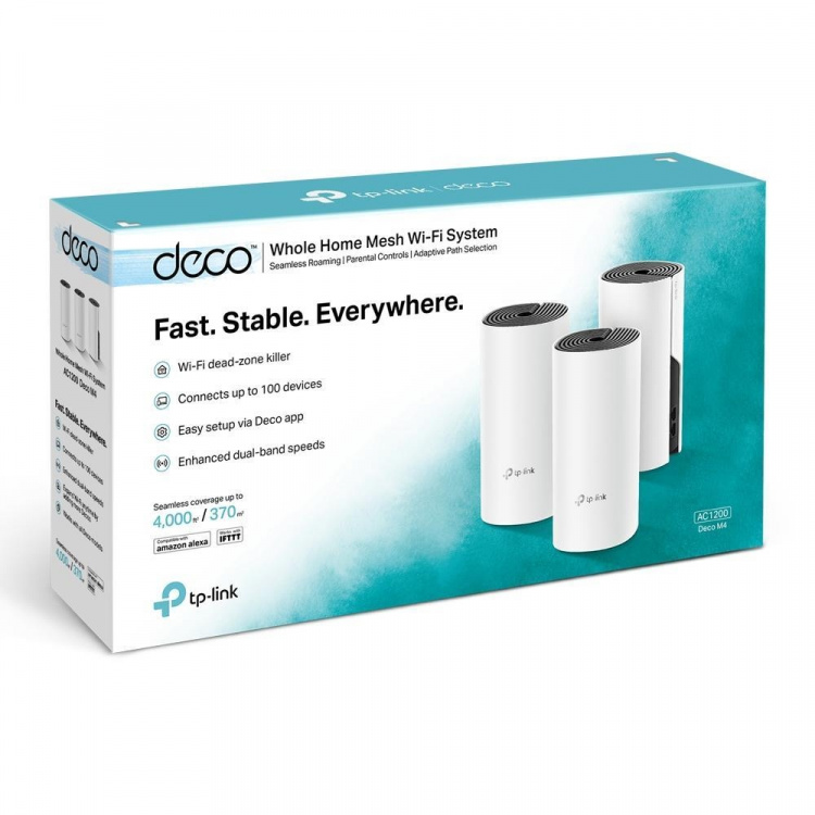 TP-Link Deco M4 (3-pack) AC1200 Wi-Fi-systeem voor het hele huis Mesh v2 TP-Link Deco M4 (3-pack) AC1200 Wi-Fi-systeem voor het hele huis Mesh v2