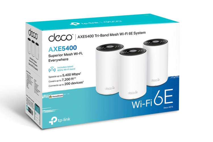 TP-Link Deco XE75 (3-pack) Wi-Fi 6E AXE5400 Wi-Fi-systeem voor het hele huis TP-Link Deco XE75 (3-pack) Wi-Fi 6E AXE5400 Wi-Fi-systeem voor het hele huis
