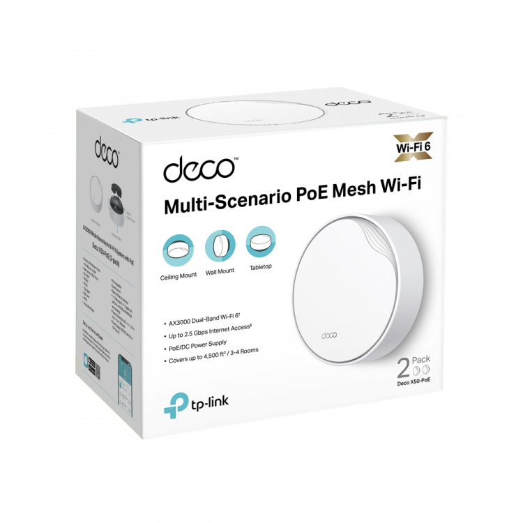 TP-Link Deco X50-PoE WiFi 6 AX3000 Mesh-systeem met PoE (2-pak)