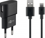 Goobay USB-C™ Dual laddningssats (5 W) Strömförsörjning med USB-C™-kabel 1 m (svart) Goobay USB-C™ Dual laddningssats (5 W) Strömförsörjning med USB-C™-kabel 1 m (svart)