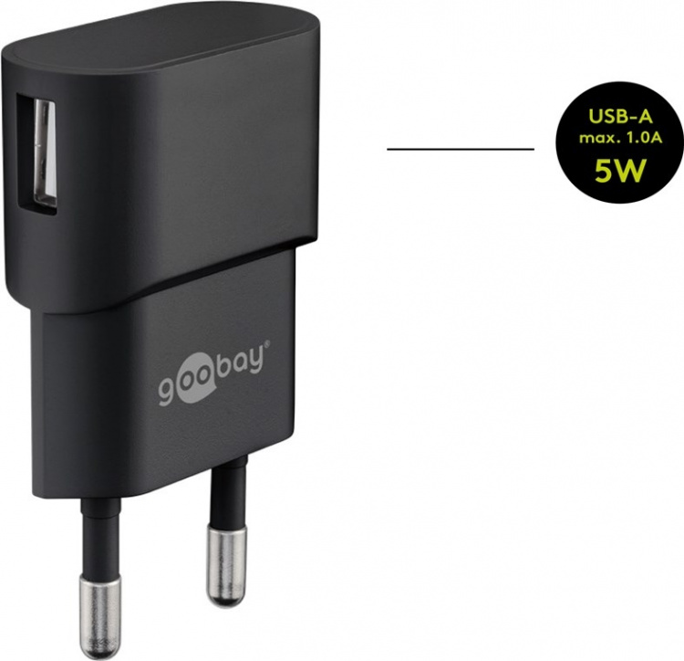 Goobay USB-C™ Dual laddningssats (5 W) Strömförsörjning med USB-C™-kabel 1 m (svart) Goobay USB-C™ Dual laddningssats (5 W) Strömförsörjning med USB-C™-kabel 1 m (svart)