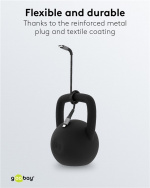 Goobay Lightning-USB-C™ textilkabel med metallkontakter, 1 m MFi-certifierad, elegant och extra robust laddnings- och synkroniseringskabel för Apple iPhone/iPad (svart, grå)