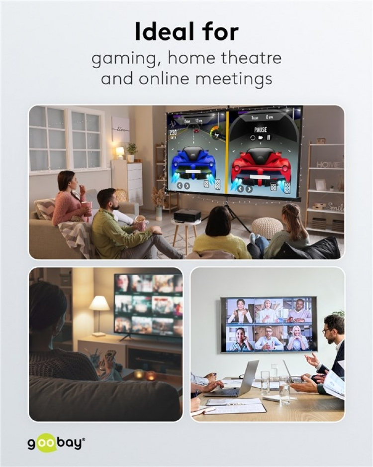 Goobay Manuell HDMI™-omkopplare 3 till 1 (4K @ 30 Hz) för att växla mellan 3x HDMI™-enheter som är anslutna till 1x HDMI™-skärm