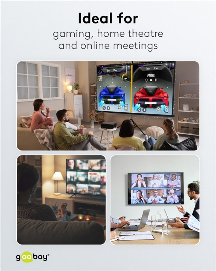 Goobay Manuell HDMI™-omkopplare 3 till 1 (4K @ 60 Hz) för att växla mellan 3x HDMI™-enheter som är anslutna till 1x HDMI™-skärm Goobay Manuell HDMI™-omkopplare 3 till 1 (4K @ 60 Hz) för att växla mellan 3x HDMI™-enheter som är anslutna till 1x HDMI™-skärm