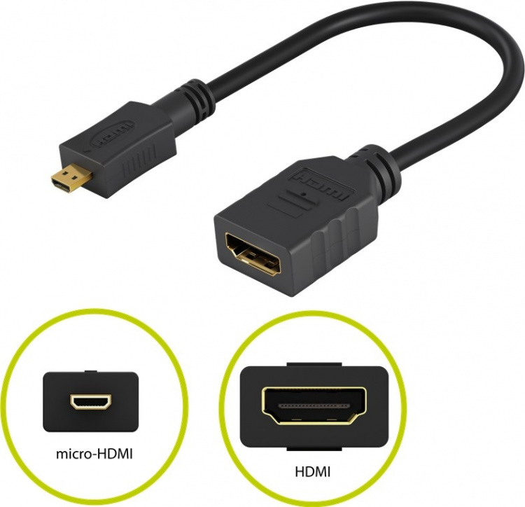 Goobay Micro HDMI™ / HDMI™-adapter HDMI™-mikrokontakt (typ D) > HDMI™-uttag (typ A) Goobay Micro HDMI™ / HDMI™-adapter HDMI™-mikrokontakt (typ D) > HDMI™-uttag (typ A)