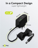 Goobay 12 V nätdel (12 W / 1,0 A) med centrumstift (han) 5,5 mm x 2,1 mm