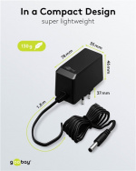 Goobay 12 V nätdel (27 W / 2,25 A) med centrumstift (han) 5,5 mm x 2,1 mm Goobay 12 V nätdel (27 W / 2,25 A) med centrumstift (han) 5,5 mm x 2,1 mm