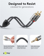 Goobay Ljudadapterkabel AUX, 3,5 mm jack till stereo RCA-kontakt, 1 m Pawl 3,5 mm plugg (3-stift, Stereo) > 2x RCA-kontakt (ljud vänster / höger) Goobay Ljudadapterkabel AUX, 3,5 mm jack till stereo RCA-kontakt, 1 m Pawl 3,5 mm plugg (3-stift, Stereo) > 2x RCA-kontakt (ljud vänster / höger)
