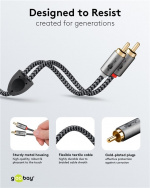 Goobay Stereo RCA-kabel, 0,5 m 2x RCA-kontakt (ljud vänster / höger) > 2x RCA-kontakt (ljud vänster / höger)