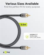 Goobay Mono RCA-kabel, 5 m Cinch kontakten (woofer, Center) > Cinch kontakten (woofer, Center)