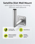 Goobay Vägghållare i aluminium för parabolantenn, avstånd till väggen 250 mm högkvalitativt väggfäste för parabolantenner av rostfri och väderbeständig aluminium