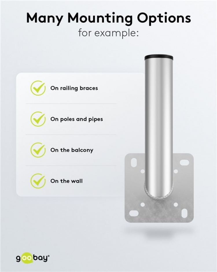 Goobay Vägghållare i aluminium för parabolantenn, avstånd till väggen 350 mm högkvalitativt väggfäste för parabolantenner av rostfri och väderbeständig aluminium