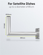 Goobay Vägghållare i aluminium för parabolantenn, avstånd till väggen 450 mm högkvalitativt väggfäste för parabolantenner av rostfri och väderbeständig aluminium Goobay Vägghållare i aluminium för parabolantenn, avstånd till väggen 450 mm högkvalitativt väggfäste för parabolantenner av rostfri och väderbeständig aluminium