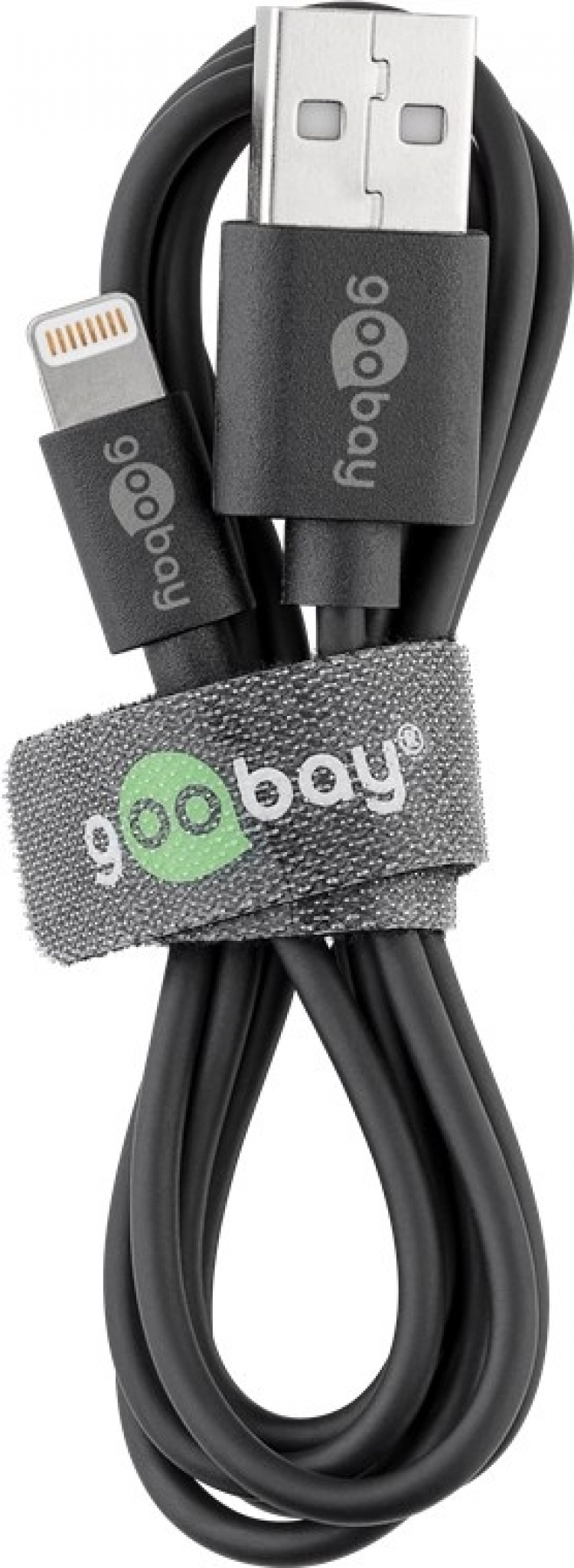 Goobay Lightning USB-kabel för laddning och synkronisering, 0,5 m, svart MFi-kabel för Apple iPhone/iPad