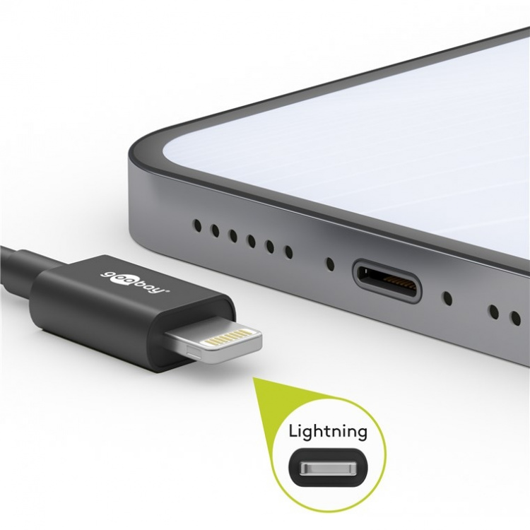 Goobay Lightning USB-kabel för laddning och synkronisering, 2 m, vit MFi-kabel för Apple iPhone/iPad