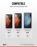 3SIXT 4in1 Protection Bundle mobilskal, skärmskydd, kameraskydd och stressfri applikator, kompatibel med Samsung Galaxy S24, transparent