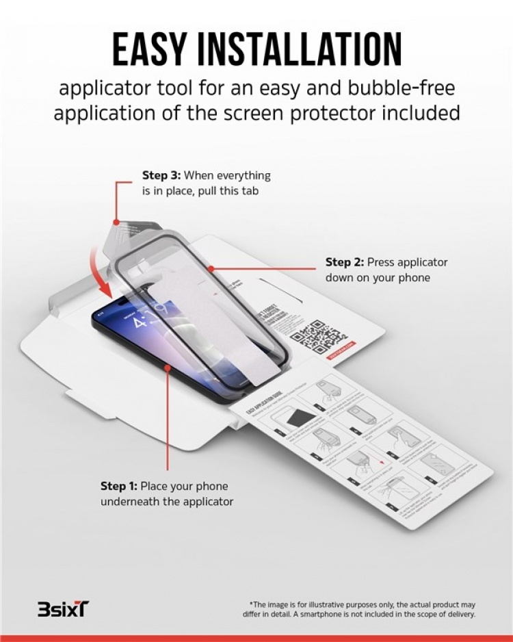3SIXT 4in1 Protection Bundle mobilskal, skärmskydd, kameraskydd och stressfri applikator, kompatibel med Samsung Galaxy S24+, transparent
