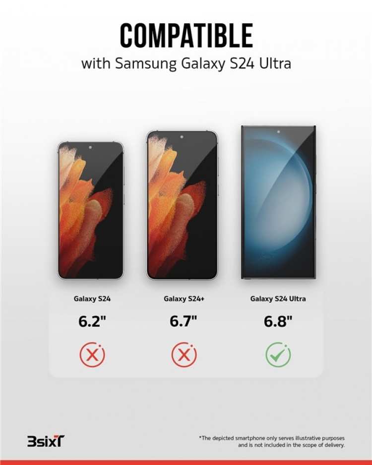 3SIXT 4in1 Protection Bundle mobilskal, skärmskydd, kameraskydd och stressfri applikator, kompatibel med Samsung Galaxy S24 Ultra, transparent 3SIXT 4in1 Protection Bundle mobilskal, skärmskydd, kameraskydd och stressfri applikator, kompatibel med Samsung Galaxy S24 Ultra, transparent