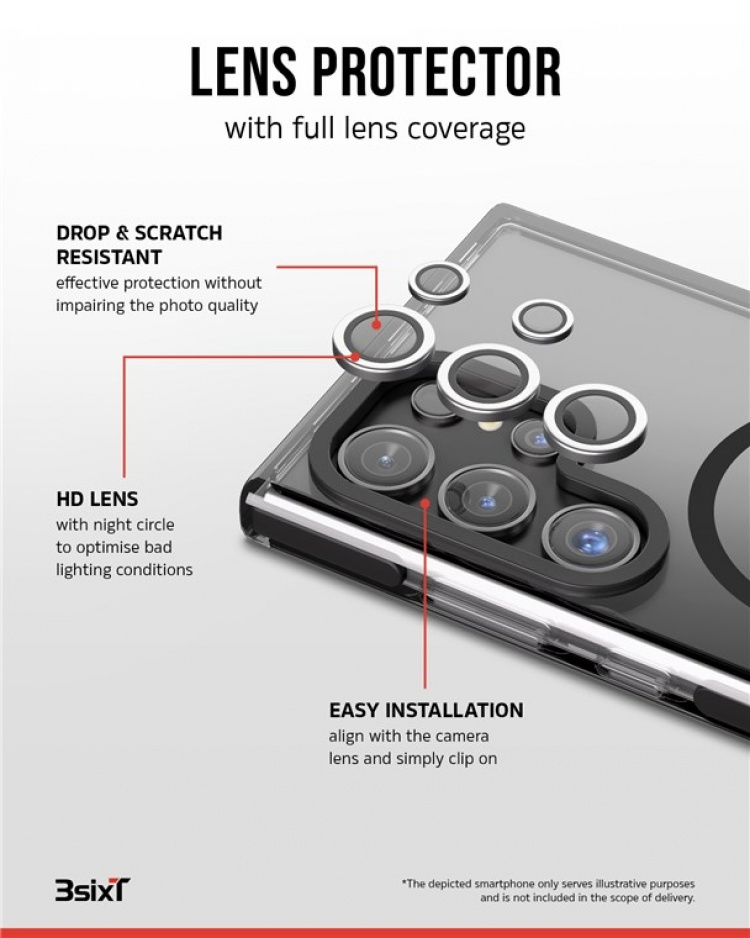 3SIXT 4in1 Protection Bundle mobilskal, skärmskydd, kameraskydd och stressfri applikator, kompatibel med Samsung Galaxy S24 Ultra, transparent 3SIXT 4in1 Protection Bundle mobilskal, skärmskydd, kameraskydd och stressfri applikator, kompatibel med Samsung Galaxy S24 Ultra, transparent