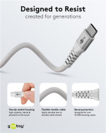 Goobay USB-C™ supersoft textilkabel med metallkontakter, 3 m, vit elegant och extra robust anslutningskabel för enheter med USB-C™-port Goobay USB-C™ supersoft textilkabel med metallkontakter, 3 m, vit elegant och extra robust anslutningskabel för enheter med USB-C™-port