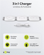 Goobay 3in1 trådlös laddare, vikbar, 15 W laddar trådlöst upp till 3 enheter samtidigt Goobay 3in1 trådlös laddare, vikbar, 15 W laddar trådlöst upp till 3 enheter samtidigt