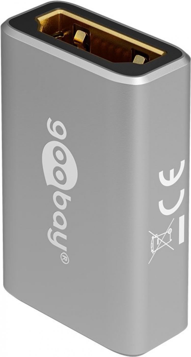 Goobay HDMI™-adapter, koppling, guldpläterad, 8K @ 60 Hz HDMI™-uttag (typ A) > HDMI™-uttag (typ A)