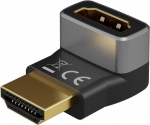 Goobay HDMI™ vinkeladapter 90° vertikal, 8K @ 60 Hz, guldpläterad HDMI™-uttag (typ A) > HDMI™ kontakt (typ A) 90 ° Goobay HDMI™ vinkeladapter 90° vertikal, 8K @ 60 Hz, guldpläterad HDMI™-uttag (typ A) > HDMI™ kontakt (typ A) 90 °