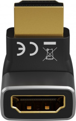 Goobay HDMI™ vinkeladapter 90° vertikal, 8K @ 60 Hz, guldpläterad HDMI™-uttag (typ A) > HDMI™ kontakt (typ A) 90 ° Goobay HDMI™ vinkeladapter 90° vertikal, 8K @ 60 Hz, guldpläterad HDMI™-uttag (typ A) > HDMI™ kontakt (typ A) 90 °