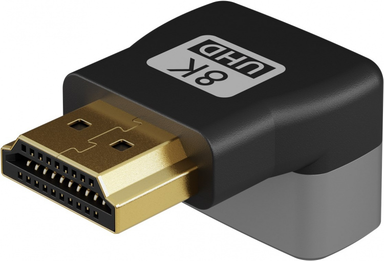 Goobay HDMI™ vinkeladapter 90° vertikal, 8K @ 60 Hz, guldpläterad HDMI™-uttag (typ A) > HDMI™ kontakt (typ A) 90 ° Goobay HDMI™ vinkeladapter 90° vertikal, 8K @ 60 Hz, guldpläterad HDMI™-uttag (typ A) > HDMI™ kontakt (typ A) 90 °