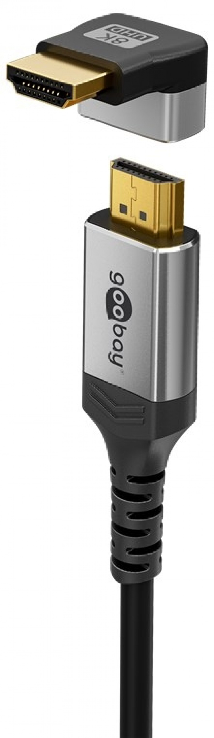 Goobay HDMI™ vinkeladapter 270° vertikal, 8K @ 60 Hz, guldpläterad HDMI™-uttag (typ A) > HDMI™ kontakt (typ A) 270 ° Goobay HDMI™ vinkeladapter 270° vertikal, 8K @ 60 Hz, guldpläterad HDMI™-uttag (typ A) > HDMI™ kontakt (typ A) 270 °