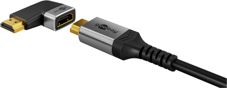 Goobay HDMI™ vinkeladapter 270° horisontal, 8K @ 60 Hz, guldpläterad HDMI™-uttag (typ A) > HDMI™ kontakt (typ A) 270 °