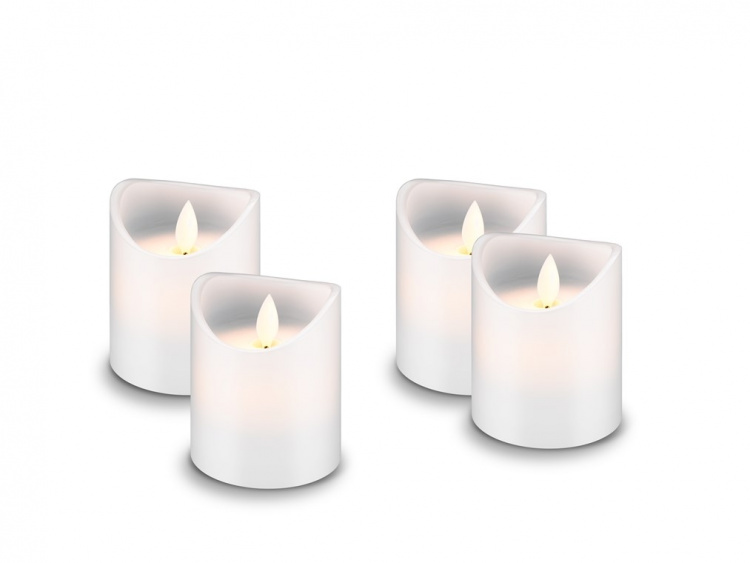 Goobay 4-pack LED-ljus av äkta vax, vit, inkl. 12x AAA (LR03) med timerfunktion och pendelveke, batteridriven, varmvitt (2700 K)